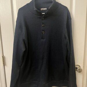 H2H Mens Sweater/Pullover‎ Casual 1/4 Button Blue Knit Size 2XL